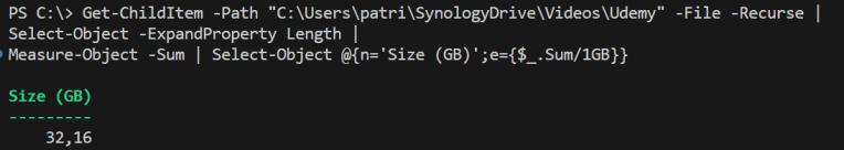 PowerShell: Calculate the total size of Files – SID-500.COM